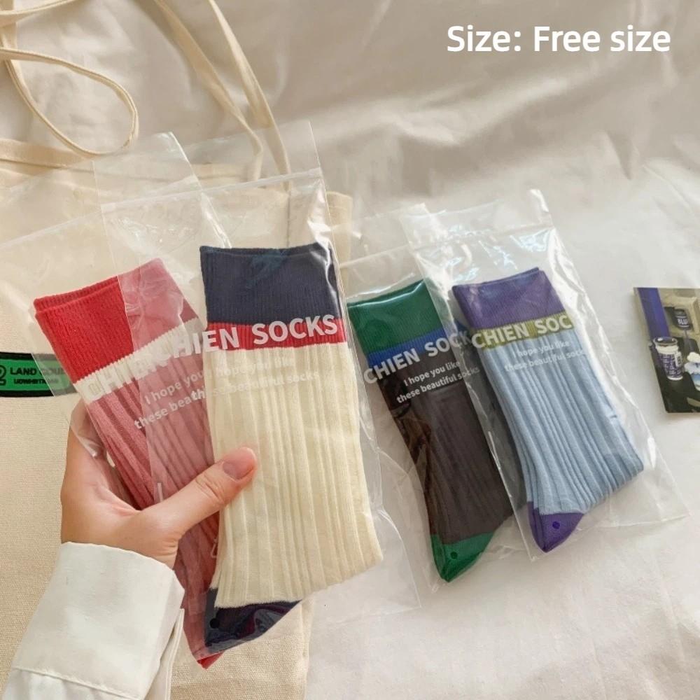 A Pair Soft Mid Tube Socks Stripes Long Socks Durable Womens Crew Socks for Women