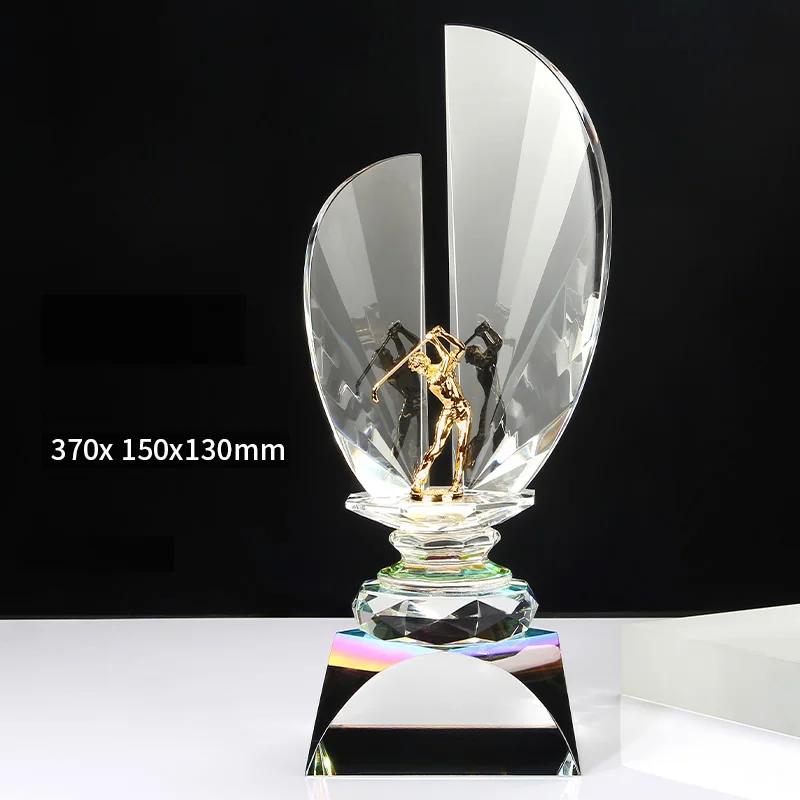 Customized High-End Sports Golf Crystal Trophy, One shot Hole, Competition Award Medal, New Home Decoration, Free Engraving, 1Pc