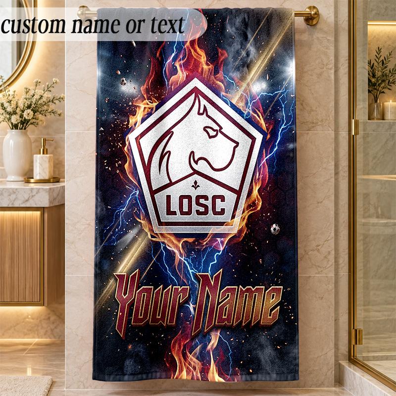 Beach TowelLOSC Lille Custom Name Text Personalized Soft Towel for Beach Pool Indoor Home Decor Gift