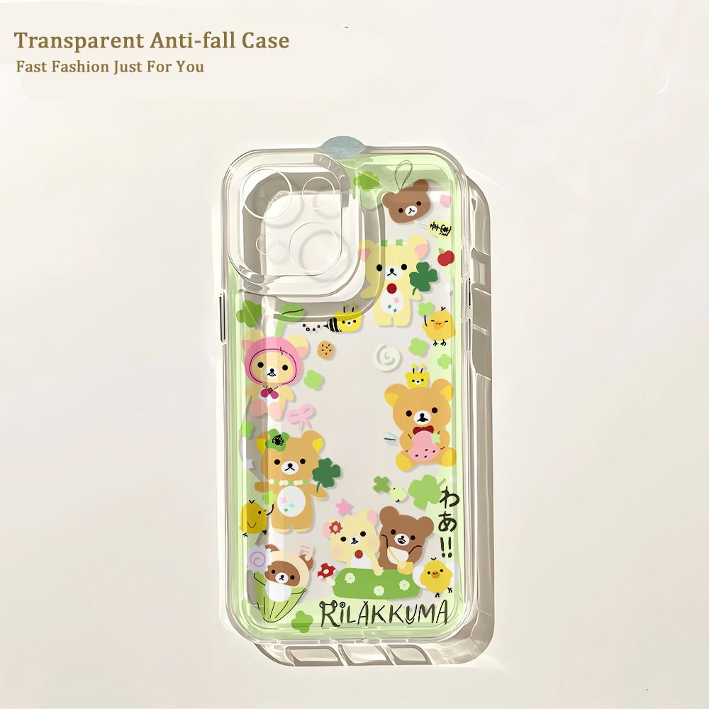 Милый аниме чехол Rilakkumas для IPhone 17 16 16e 15 14 13 12 11 Mini Pro Max X XR XSMax 7 8 Air Plus Прозрачная задняя крышка