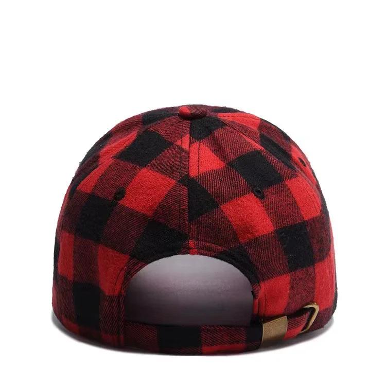 Women'S Cotton Baseball Cap Summer Uv Protection Adjustable Checkered Ponytail-Friendly Outdoor Sun Hat Fashionable Casual Style