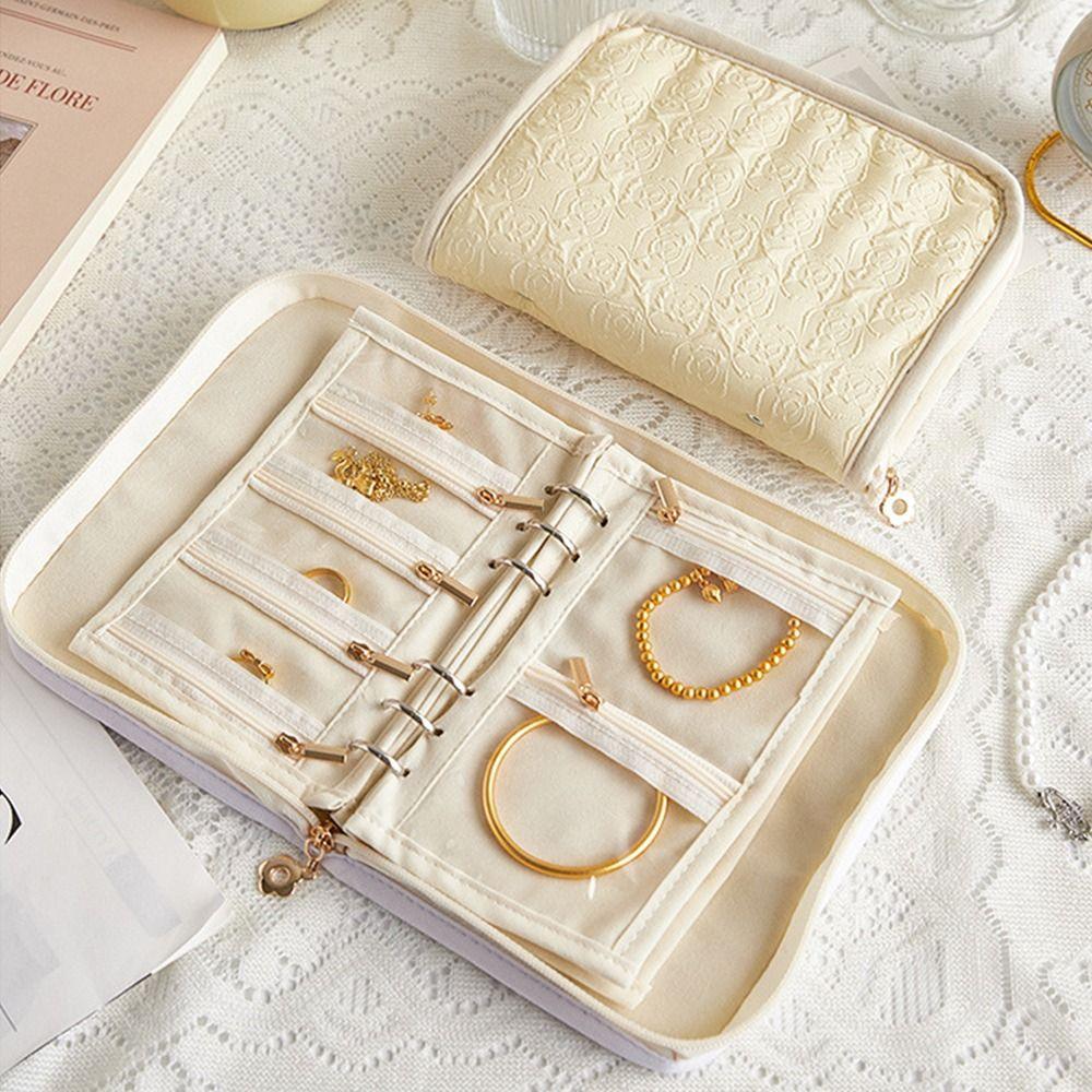 Fashion Jewelry Storage Bag Rose Pattern Jewelry Display Case Travel Jewelry Organizer  Travel