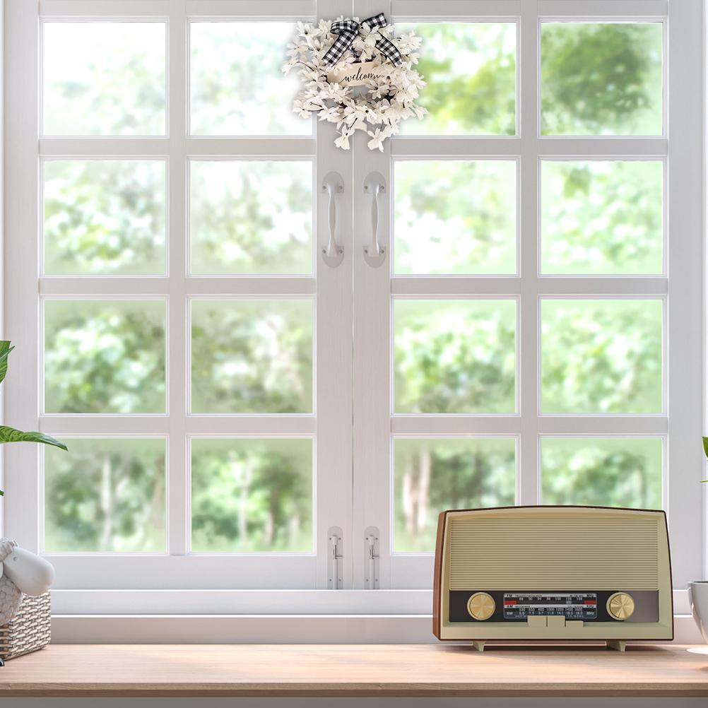 Artificial Flower Wreath White Dogwood Hanging Wreath Welcome Wreath DIY Decor for Front Door Home Wall Porch Patio