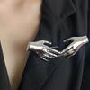 Zinc Zinc Alloy Hand-shaped Brooch Minority Design Double Palm Brooch Fashion Metal Glossy Clothes Pin  Girls