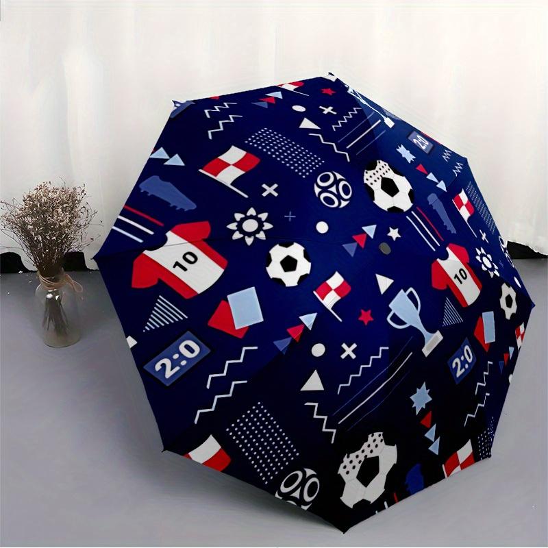 1pc Soccer Sports Automatic Open 8-Rib Windproof Umbrella, Travel & Commuting, Suitable for All Seasons, Lightweight Portable,029