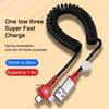 USB-кабель для зарядки 3-в-1, 100 Вт, выдвижной, сверхбыстрая зарядка, светодиодный индикатор Т-образной формы с типом C/микро-подсветкой USB/8-контактная пружина