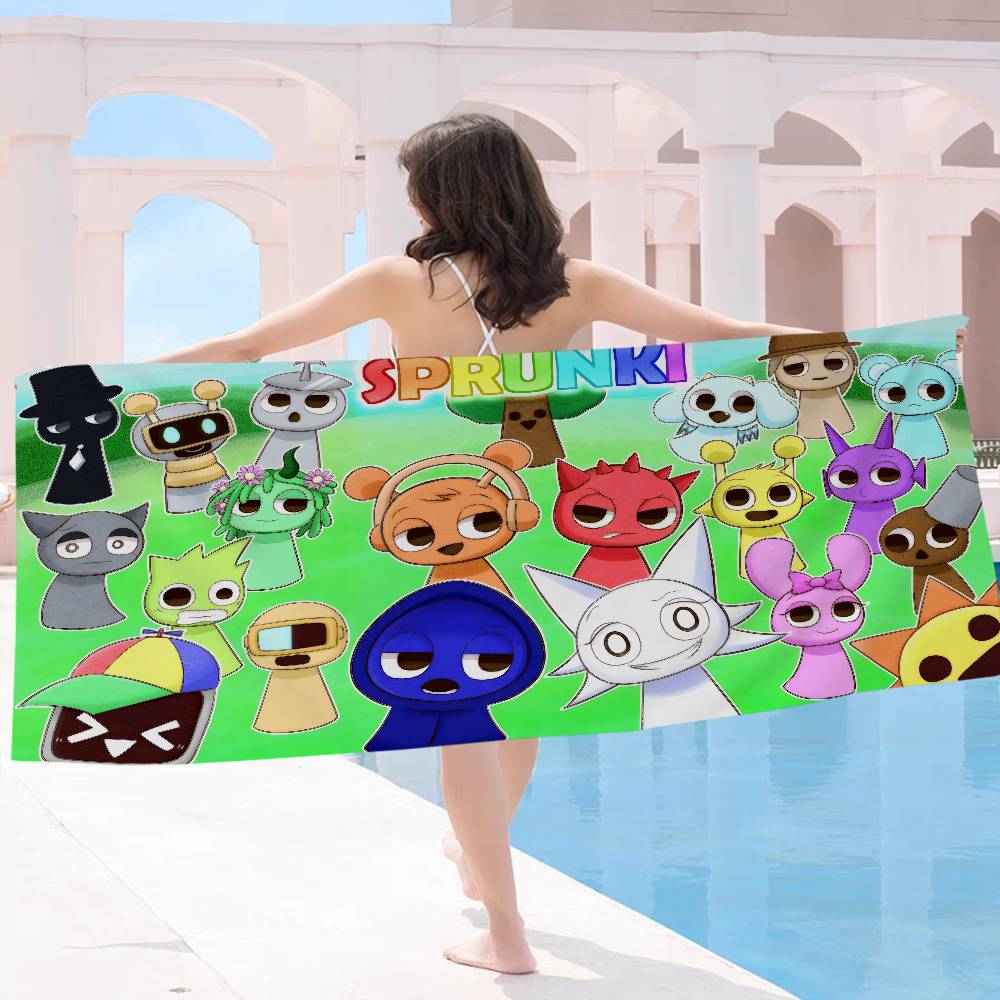 I-Incredibox S-Sprunki Аниме Пляжное Полотенце для Купания Мягкое Впитывающее Мочалка Детские Подарки для Детей Путешествия Кемпинг Спортзал