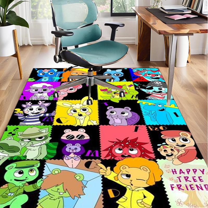 Happy Tree Friends Anniversary Office Rug Chair Mat, Game Carpet, Suitable for Front Door, Bedroom, Living Room, Desk, Holiday Gift