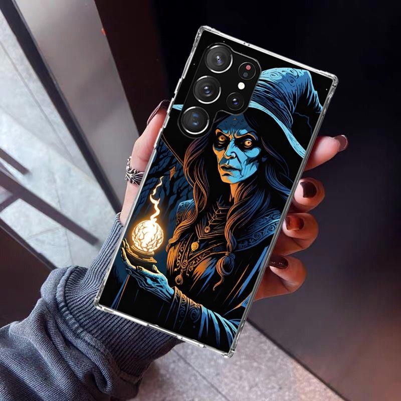 Halloween Moon Witch Horror Phone Case For Samsung Galaxy S23 S24 S25 Edge S26 Ultra S22 + S21 Plus S20 FE Cover Silicone Print