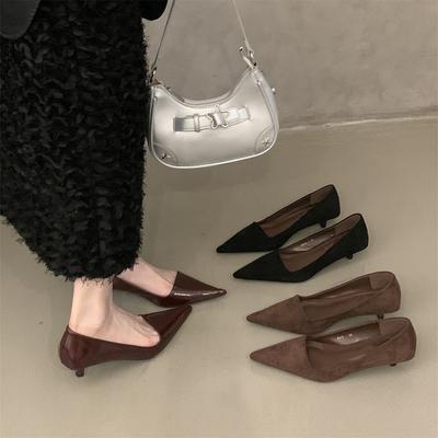 Knock beauty design остроносые туфли на низком каблуке ручной работы 2025 новые одинарные туфли в стиле ретро остроносые одинарные туфли темпераментные туфли на каблуке-рюмочке