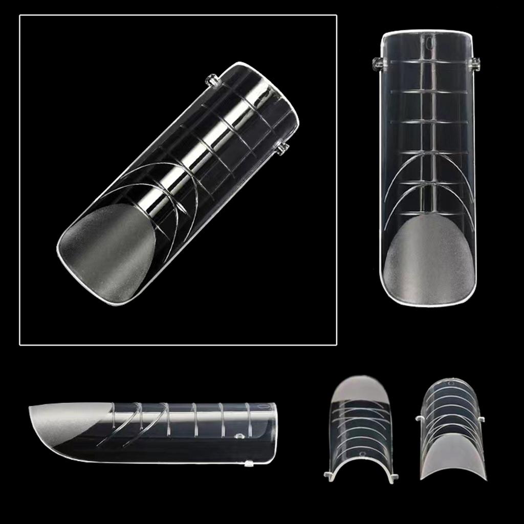 120PCS Clear Full Cover Dual Nail System Form UV Gel Acrylic Nail Art Mold Artificial Nail Tips with Scale for Extension