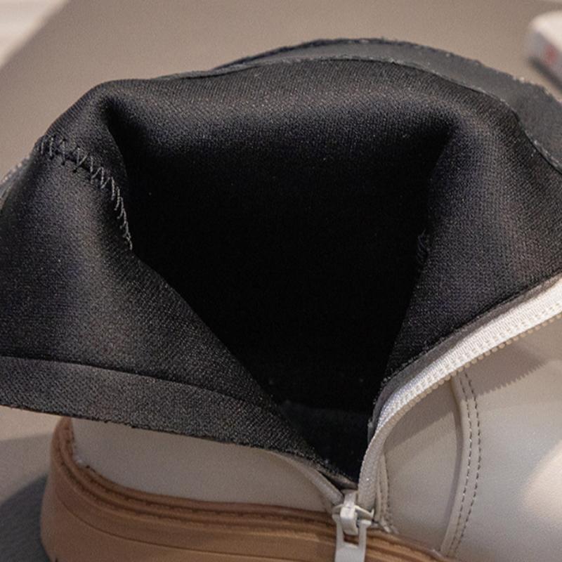 Маленькие кожаные ботинки весна-осень новые модные универсальные короткие ботинки на молнии для девочек с мягкой подошвой