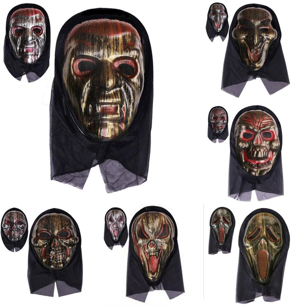 Маска ужаса на Хэллоуин для костюма для вечеринки с пластиковыми лицами призрака и вампира для косплей-мероприятий
