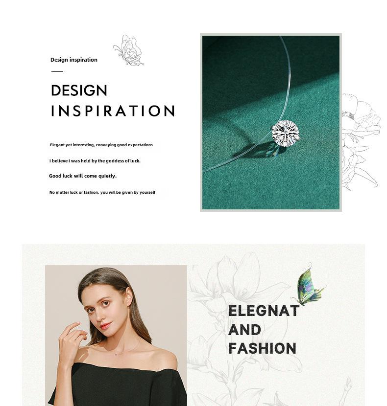 Modian S925 Sterling Silver Transparent Diamond Necklace - Simple Japanese Sweet Girl Clavicle Chain