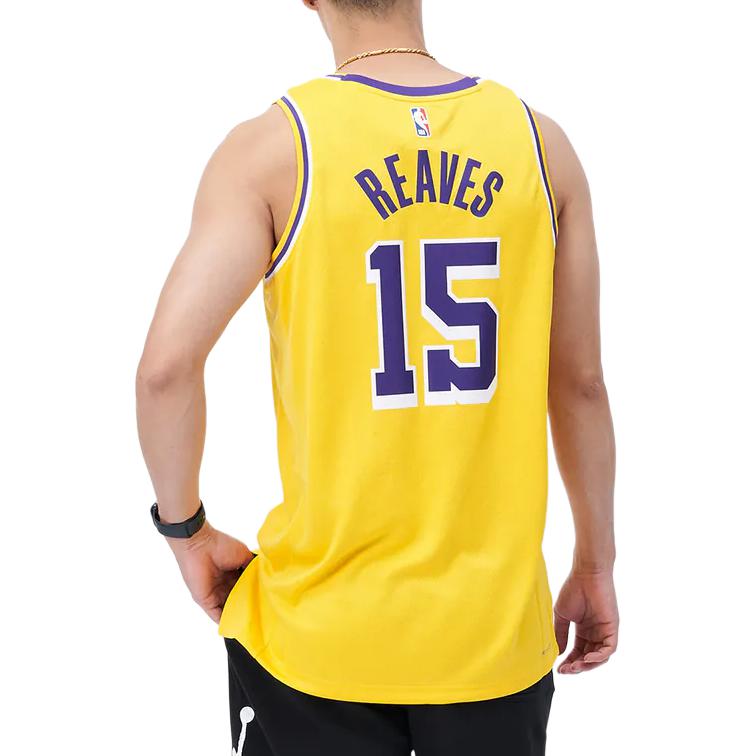 Nike Футболка без рукавов Los Angeles Lakers Icon Edition 2022/23 с цифровым принтом в виде букв, сетчатая, с круглым вырезом, мужская, желтая DN2009-735