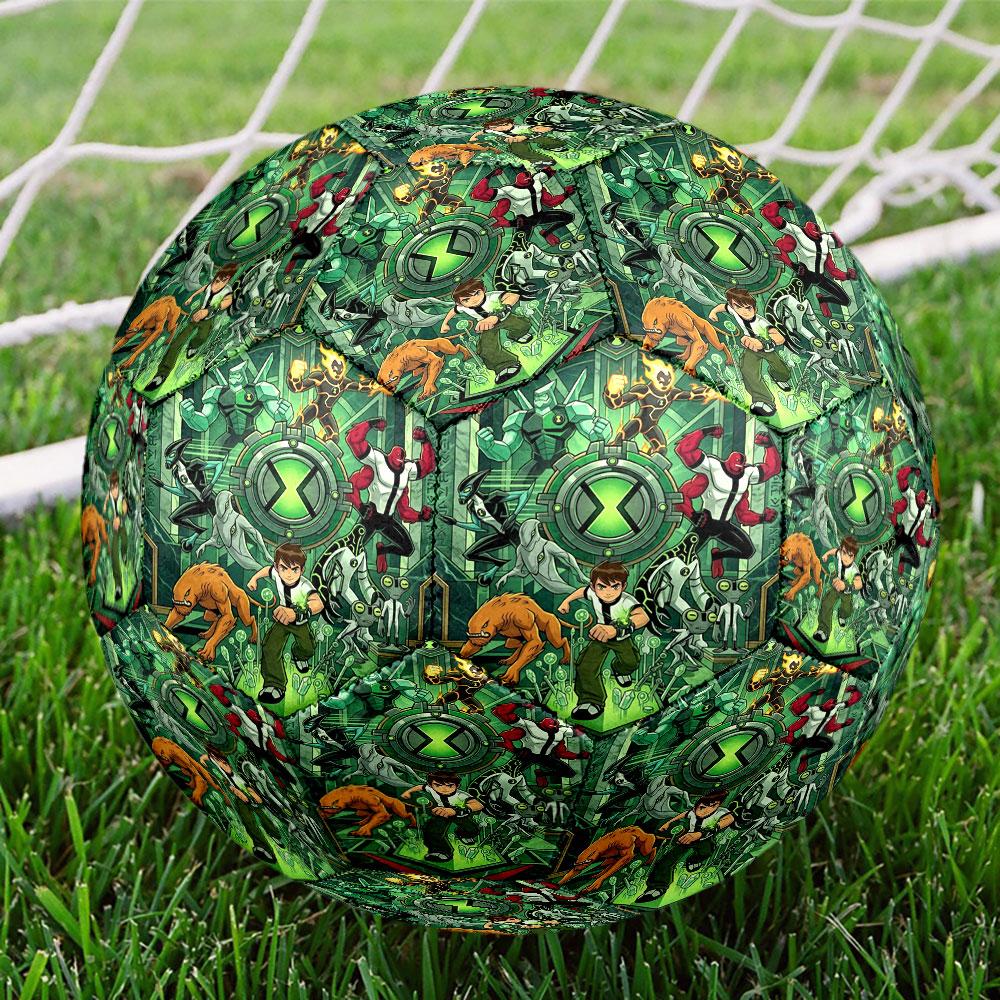 Ben 10 Cartoon Print Size 5 Soccer Ball, Standard Match Football for Sports Game and Team Practice, Ideal Gift for Soccer Fans