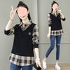 Women's Plaid Faux Layered Long-Sleeve Fashion Shirt - Autumn 2025 Style