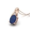 Blue Sapphire Oval Solitaire Necklace- 925 Sterling Silver