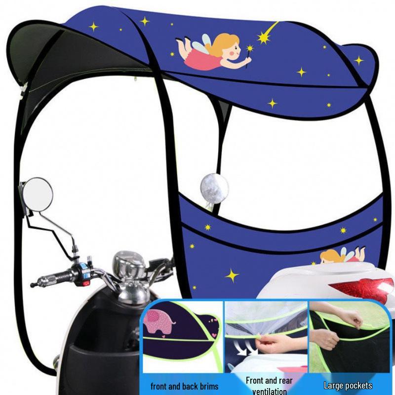 Солнцезащитный Дождевик Тент для Автомобиля с Утолщенным Лобовым Стеклом для Электровелосипедов и Трехколесных Велосипедов