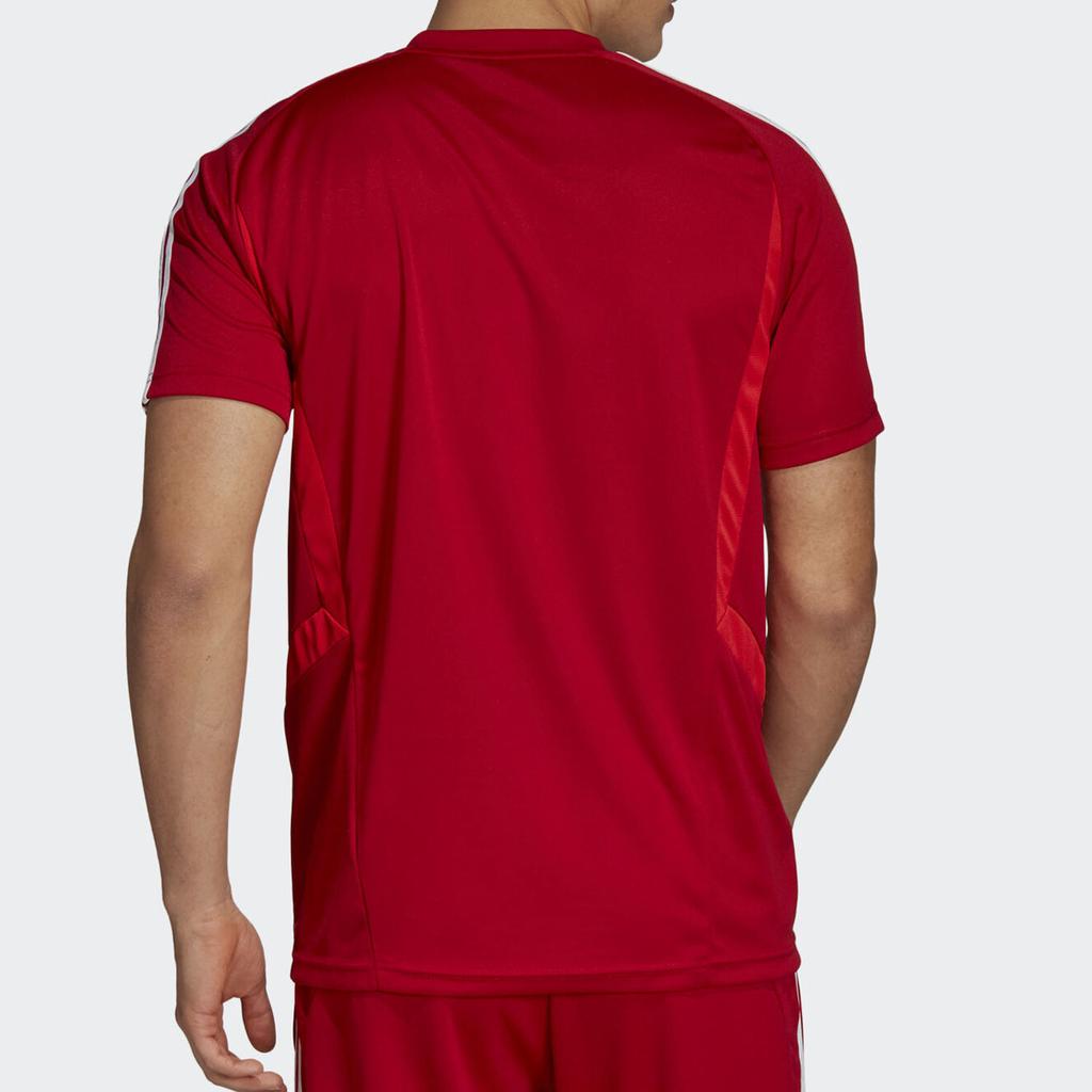 Adidas Сплошная цветная футболка с логотипом и v-образным вырезом с короткими рукавами, мужские топы, красный D95944