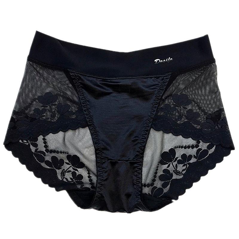 Трусики-стринги из атласного кружева премиум-класса с высокой талией, дышащей сеткой и поддержкой бедер для женщин