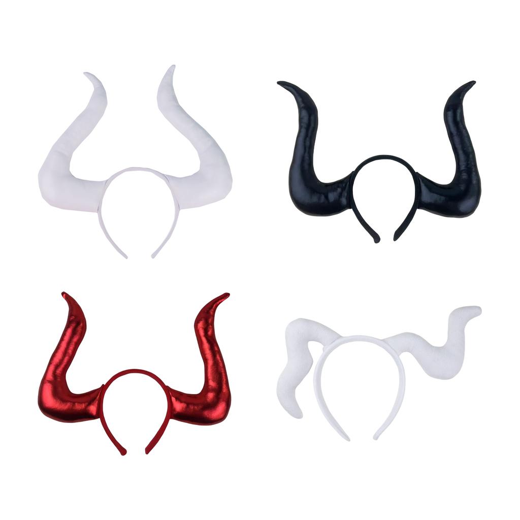 Handmade Cattle Horn Headband Cattle Girls Cosplay Accessories Beast Horns Fursuit Masquerade Halloween Cosplay Party