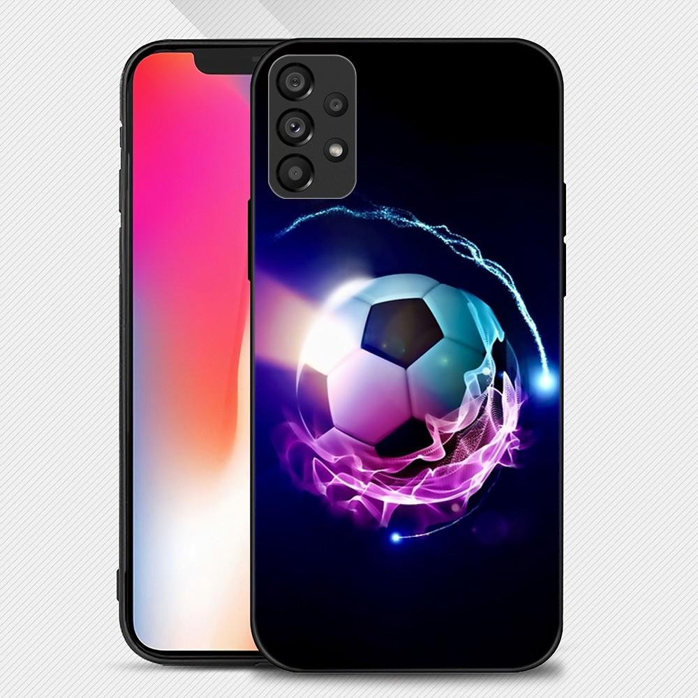 Fire Football Soccer Ball Phone Case For Samsung Galaxy S22 S23 Ultra S21 S20 FE Plus Note 20 Soft Cover