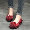 Fashion GKTINOO Retro Women Shoes Loafers Big Flower Soft Soles Casual Low Heel Luxury Shoes Flats Elegant Genuine Leather Ladies Shoes