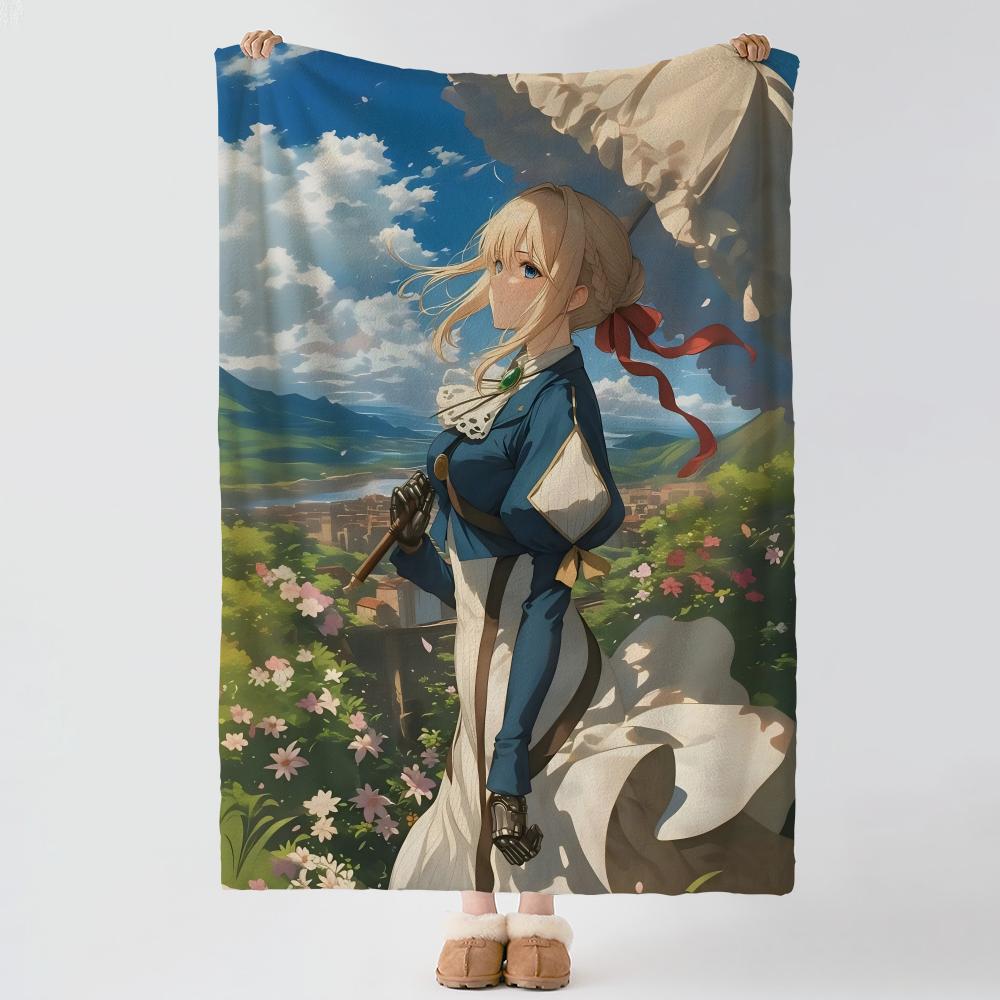 Аниме V-Violet Evergarden-n Плед из толстого и уютного фланелевого одеяла, Многоцелевое использование В помещении на улице Ежедневный сон