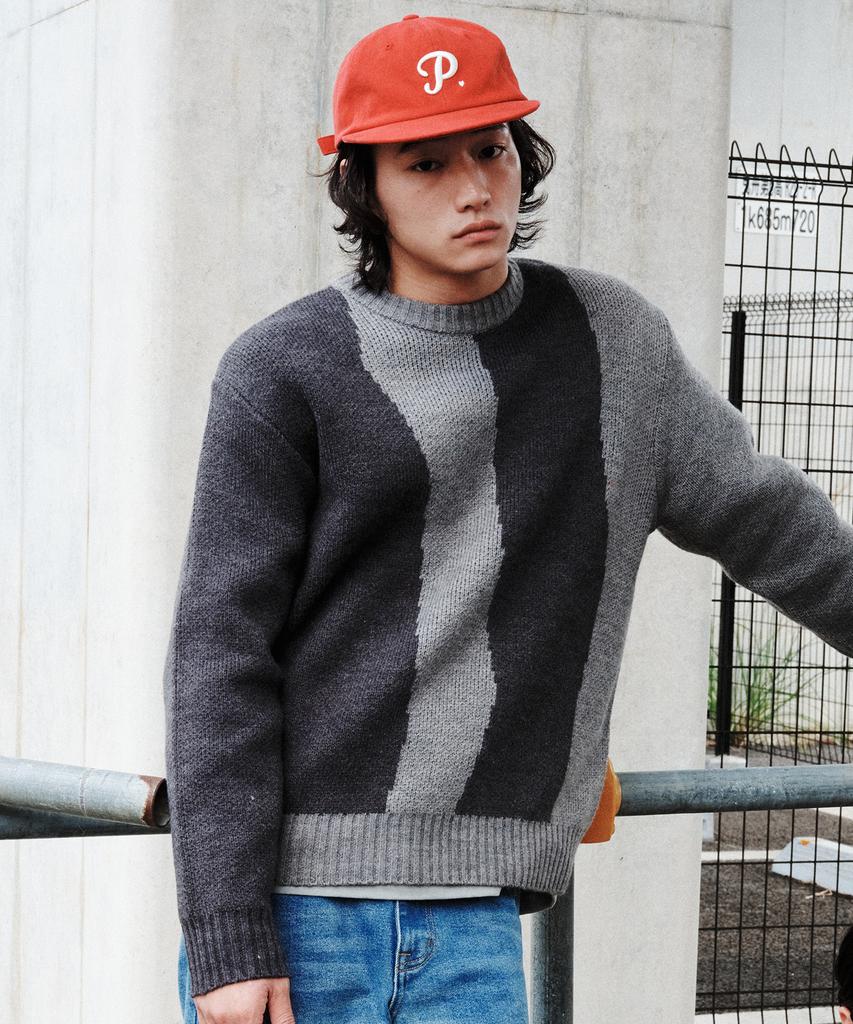 PLAC Wave Stripe Round Neck Knit_2 Colors
