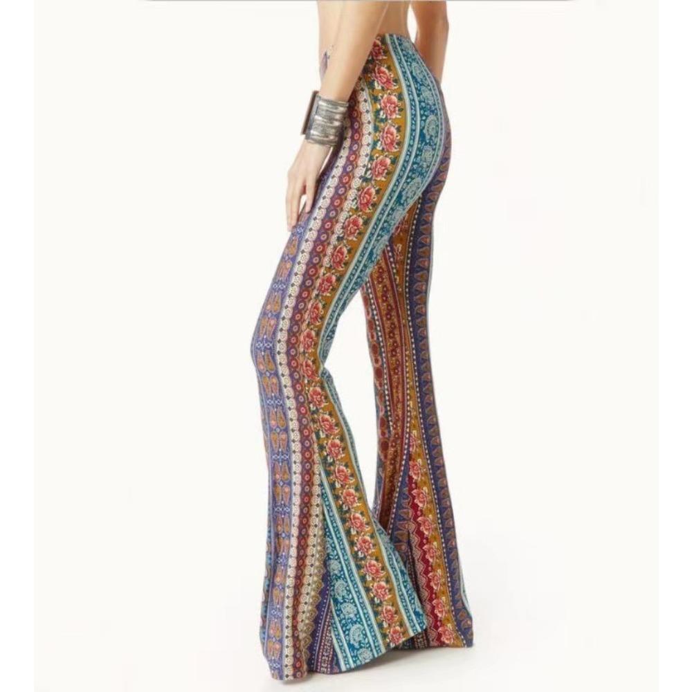 GMXIA Весенне-летний тренд узкие брюки с запахом и принтом в стиле ретро с микроклешем