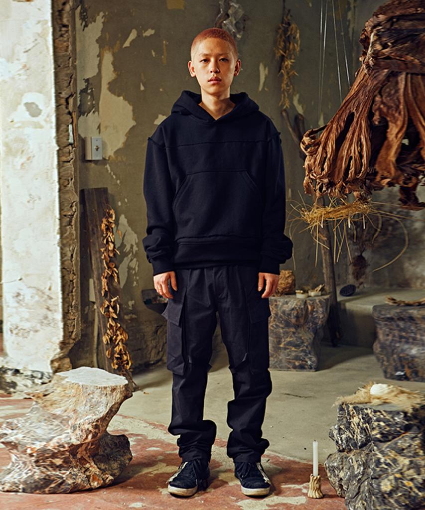 ZHOUERO Black Bandage Cotton Trousers