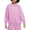 Nike Sportswear Club Fleece Comfortable Solid Color Embroidered Crew Neck Long Sleeve Magic Flamingo Youth Kids Tops FD2923646
