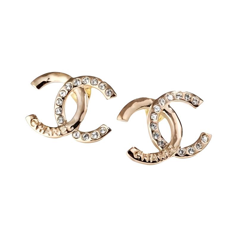 Chanel 24P серьги золотая буква написание стразы двойное c серьги для женщин