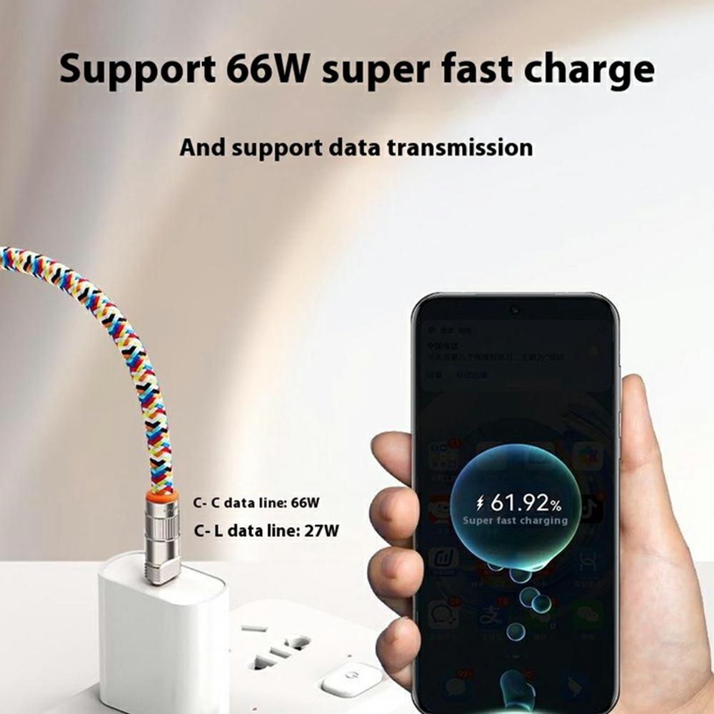 30cm 2-in-1 PD 66W Type-C Charging Cable Cell Phone Wrist Strap Data Cable with Zinc Alloy Buckle,Tether Tab