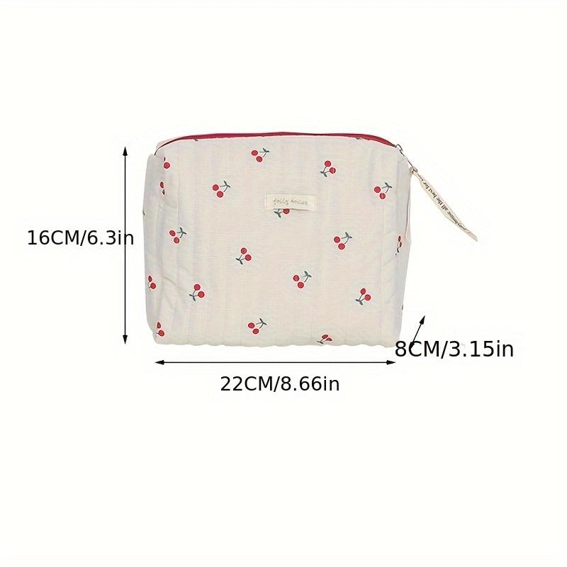 1pc Cherry Embroidered Pattern Storage Bag Large Capacity Women's Cosmetic Bags Portable Travel Storage Bag Pencil Case Handbags