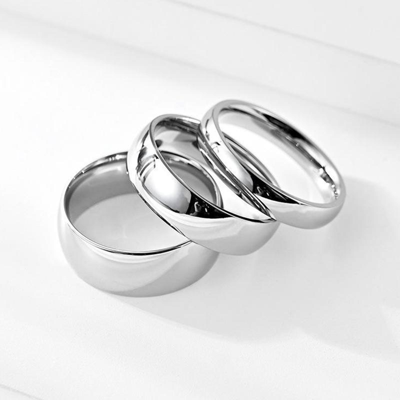 Простые обручальные кольца из блестящей титановой стали для мужчин и женщин, зеркальное кольцо с одной поверхностью, ювелирное изделие для пары, подарок
