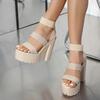 Fashion Liyke Punk Style Chunky High Heels Platform Sandals Women Open Toe Slip On Stretch Ankle Strap Summer Shoes Female Zapatos Mujer