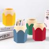 Color Pencil Head Pen Holder Student Office Study Stationery Desktop Storage Bucket Hexagonal Pen Holder Contrasting Color Induction Holder