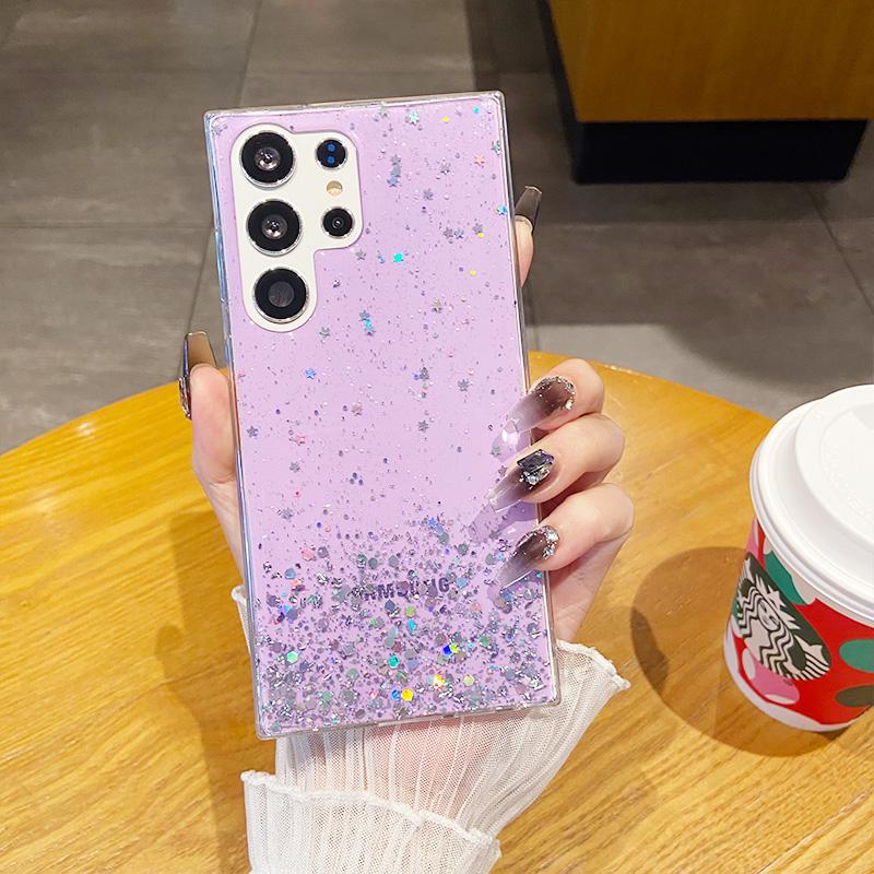 Shiny Glitter Drop Glue Clear Case Shell For Samsung Galaxy S25 Ultra S24 FE S23 Plus S22 A16 A56 A06 A55 A35 Transparent Shockproof Slim Phone Cover