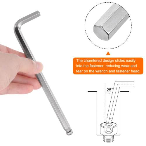 uxcell 8mm Hex Wrench, Ball Head L-Shaped Hex Key Set, Long, 155mm Total Length, Set of 4, Easy To Apply Force, For Tightening, DIY Tools