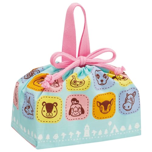 Skater Kids' Lunch Drawstring Bag, Animal Crossing: New Horizons, Made in Japan, KB7-A