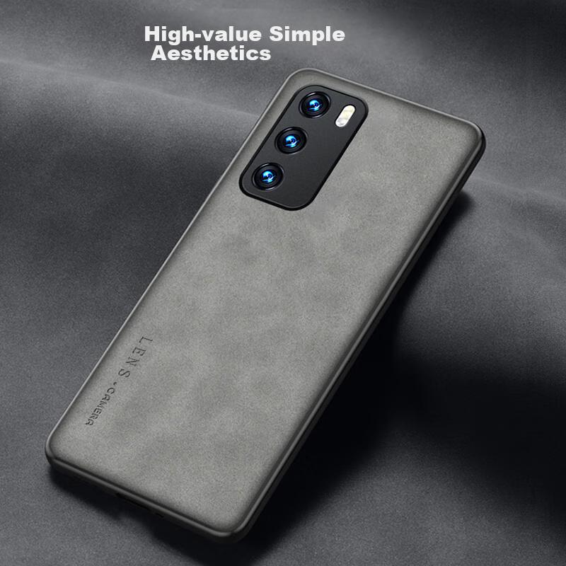 Huawei P40 Phone Case, P40 Full Lens Protection, Silicone Soft Edge, Shockproof, Ultra-Thin, Simple And Leather Texture Case, Quiet Black