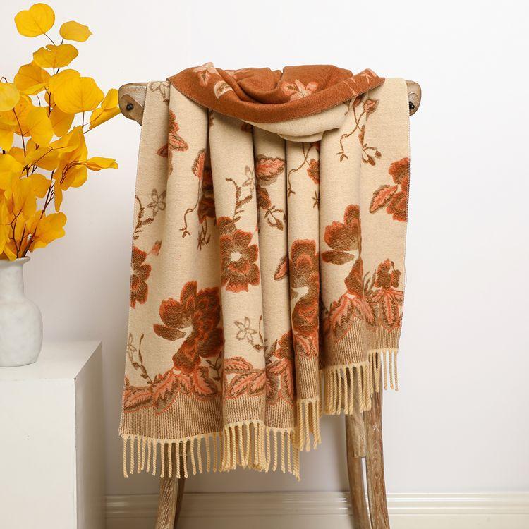 2024 Autumn And Winter New Thickened And Extended Cashmere Scarf Versatile Women'S Warm Neck Protection Scarf Double Sided Scarf Shawl