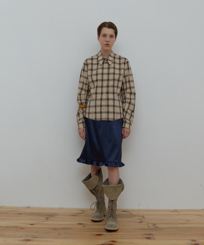 MA JOURNEE Check Pin-Tuck Shirt_Beige