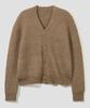 AGOD Hairy Ribbed Knit Cardigan [Camel]