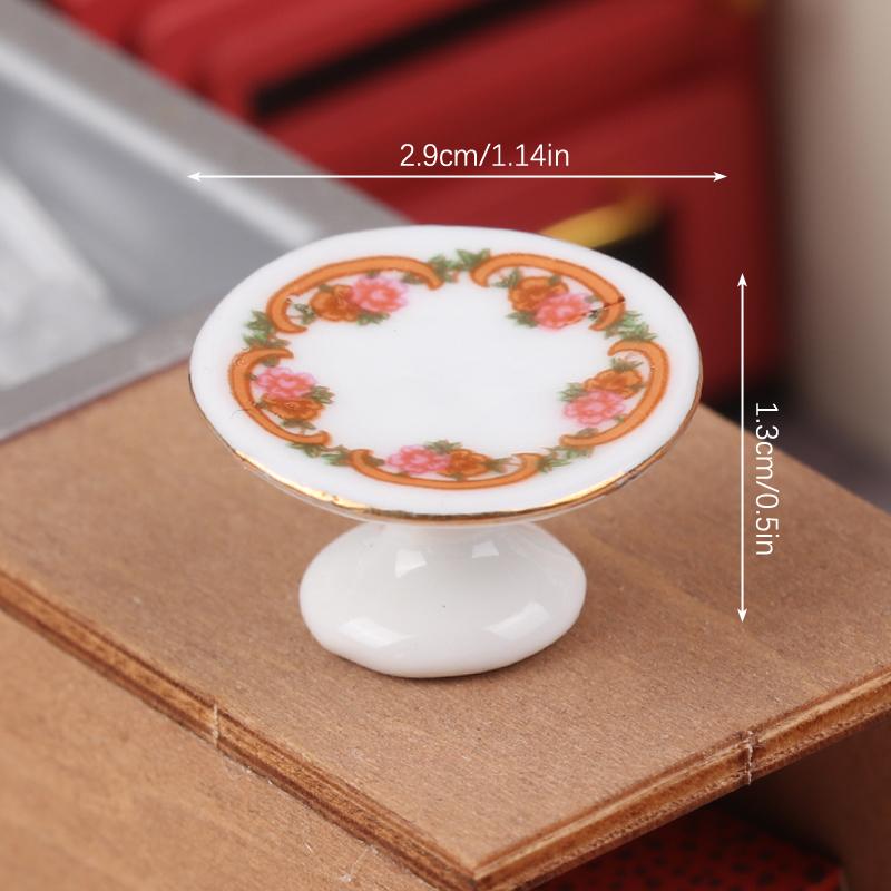 1:12 миниатюрных керамических фруктовниц для кукольного домика, высокий поднос, тарелка для торта, столовая посуда, модель кухни, декор, игрушка, аксессуары для кукольного домика