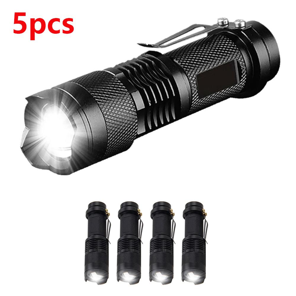 1/3/5/10Packs Portable Mini Q5 LED Flashlight Zoomable Tactical Lamp Torch Adjustable Focus Flashlight for Gift Hiking Camping