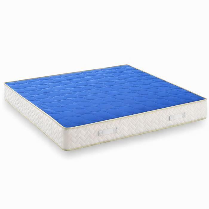 Matelas 90x200 20 cm Nuit Calme Bleu - Mousse 35 kg/m³, soutien souple, 2 faces, tissu stretch