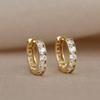 Huitan Bright Zirconia Hoop Earrings Lady Daily Wearable Accessories with Fashion Hollow-out Design Trendy Gold Color Jewelry